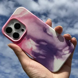 DL Novo Design Aquarela Carregamento Sem Fio Atacadista Magnético Caixa Do Telefone Casos De Telefone De Couro Coloridos Para iphone 13 pro max