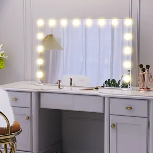 91X60cm Large Hollywood Styles Led Vanity Mirror With Make Up Desk 3color Lights 16bulbs Adjust Brightness