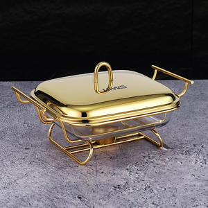 Calentador de Alimentos UIWS de Diseño Moderno con Tapa de Vidrio Cuadrada, Color Dorado/Plateado, Recipiente de 2L, Calentador de Alcohol, Venta Directa de Fábrica - Product Image 5