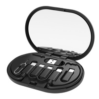 Câble de données multifonctionnel portable 10 en 1, adaptateur de charge rapide, boîte de rangement avec support pour téléphone, miroir de maquillage, logo personnalisé
