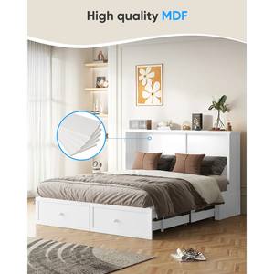 <span class=keywords><strong>Lit</strong></span> escamotable Queen Size avec armoire en bois, station <span class=keywords><strong>de</strong></span> charge USB, <span class=keywords><strong>lit</strong></span> mural moderne pour invités, commode avec tiroirs <span class=keywords><strong>de</strong></span> rangement pour chambre à coucher et bureau à domicile - Product Image 3