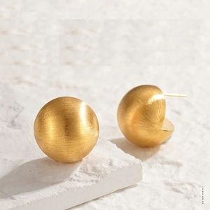 Xinfly Venta al por Mayor de Joyería de Oro Puro de 18k, Aretes de Aro con Bola Cepillada de Moda - Product Image 3