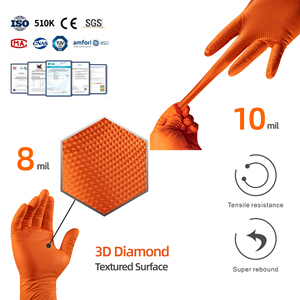 Guanti in Nitrile Monouso Anboson 10mil Arancioni con Texture a Diamante, Guantes De Nitrilo Industriali Resistenti per Meccanici - Product Image 4