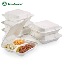 Pratique pour le déjeuner, boîte à repas en bagasse de canne à sucre, boîte à fruits en forme de coquille, boîtes en bagasse de canne à sucre pour fruits