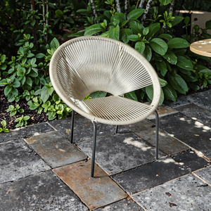 Chaise longue Acapulco moderne, légère, imperméable, empilable, en métal et en corde tressée, pour jardin, balcon, villa - Product Image 6