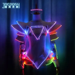 Bar full color LED luminous skirt stage performance women's clothing DJ singer glasses nightclub ds costume one-piece