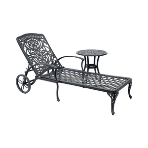 Antique Chaise Longue Aluminum <strong>Reclining</strong> <strong>Deck</strong> <strong>Chair</strong> with Wheels - Product Image 1