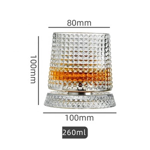 Vasos de Cristal de Lujo de 9oz con Diseño de Diamante, Vaso Giratorio para Whisky, Copa Premium Tallada a Mano con Base Giratoria - Product Image 2