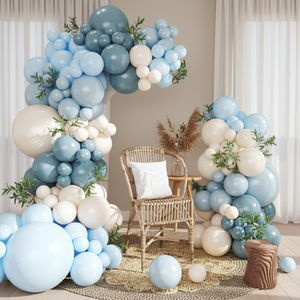 Kit de Arco de Globos Desechables Azul Polvoriento de 124 Piezas con Globos Macaron y Azul Claro para Fiestas de Cumpleaños, Bebés y Niños Pequeños - Product Image 3