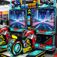 Máquina de Juego Arcade de Carreras de Motos para 2 Jugadores, Simulador de Carreras que Funciona con Monedas, Juego de Carreras para Interiores