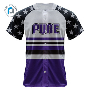 PURE seragam Jersey bisbol Tim Pemuda, kemeja bisbol dengan nama nomor grosir kancing penuh - Product Image 2