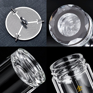 Double Walled Glass Tea Cup With Filter Golden Age Business Gift For Men 500Ml Heat Insulated Water Cup - Product Image 2