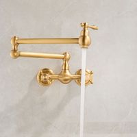 Robinet de cuisine mural pliable à double trou en bronze, chaud/froid, rotatif, pour évier, vente en gros d'usine