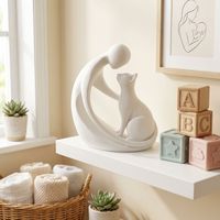 3D-Gedruckte Abstrakte Menschen- und Katzen-Skulptur - Minimalistische Moderne Haustierliebhaber-Statue - Kreative Heim- und Büro-Schreibtisch-Dekoration Kunstgeschenk