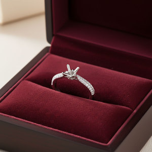 Fournisseur de Hong Kong, bague de fiançailles et de mariage en or blanc massif 18 carats, diamant naturel véritable, semi-monture, bague empilable pour couple - Product Image 6