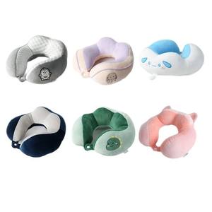 หมอนรองคอรูปตัวยูแบบพกพา ลายการ์ตูน สีพื้น ผลิตจากโพลีเอสเตอร์ สำหรับเดินทาง พร้อมบริการปักโลโก้ตามสั่ง - Product Image 2