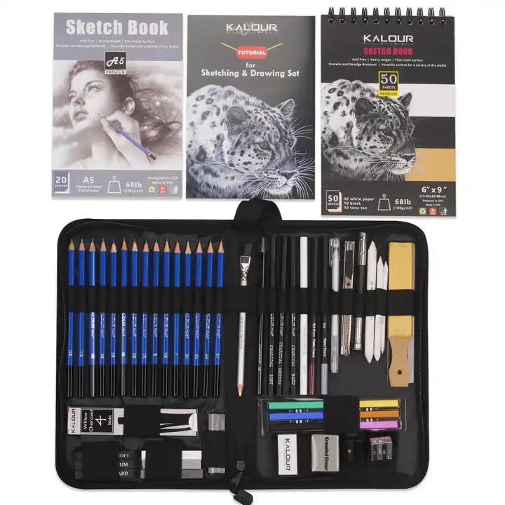 Kalour Professional Wooden 58pcs Sketch And Draw Pencil Set For Sketching  And Drawing In Nylon Case With Customizable Logo - Buy Sketch Set,Sketch