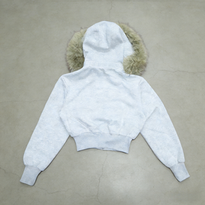 Sweat à capuche lourd très tendance avec capuche amovible en fausse fourrure, style vintage, logo personnalisé, fermeture éclair, pour hommes et femmes - Product Image 4