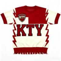 Sweat-shirt personnalisable pour homme, tricot respirant, t-shirts pour homme, ourlet à franges, logo rouge et blanc, sweat-shirt en tricot jacquard