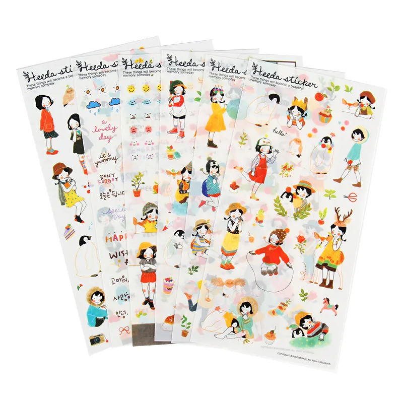 Hot sale cartoon custom logo anime korean decorative sticker sheets