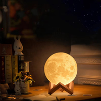 Lampe lunaire 3D rechargeable imprimée en 3D pour chambre à coucher, hôtel, lampe de bureau décorative LED, lumière d'ambiance télécommandée, cadeau pour enfants