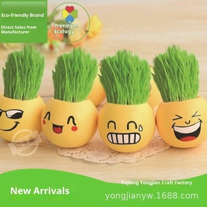 Muñeca de cabeza de hierba larga con expresión de cerámica ecológica Original, aleación DIY para interior, puesto de planta pequeña, regalo para <span class=keywords><strong>estudiantes</strong></span>, logotipo publicitario - Product Image 2