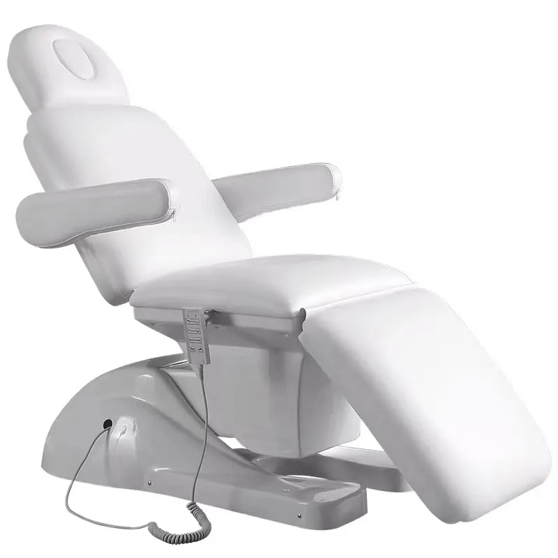 Three Section White Beauty Salon Facial Electric Massage Chair With UBS Interface 3 Motors Electric Massage Table Bed