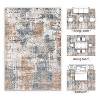 Tapis abstraits en polyester imprimé, lavables et antidérapants pour salon et chambre à coucher