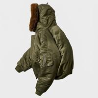 Fabricant de vestes bomber d'hiver pour hommes, coupe oversize, en polyester épais, coupe-vent, avec fermeture éclair en nylon et garniture en fausse fourrure