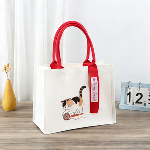 Promotional Eco Printed Canvas Cartoon Fashion Customizable Tote Bag with Custom Logo Reusable Shopping Bags