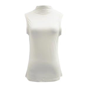 Wholesale Casual Short Cotton Spandex Jersey Solid Color Custom Logo Women's Sleeveless <b>Turtleneck</b> Slim Fitted Eco-Friendly - Product Image 1