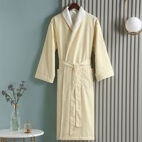 SUHE Luxus Hotel-Spa-Qualität 100% Baumwolle Velours Thermo-Eleganter Bademantel mit Kordelzug für Herren und Damen Weiß V-Ausschnitt Zuhause