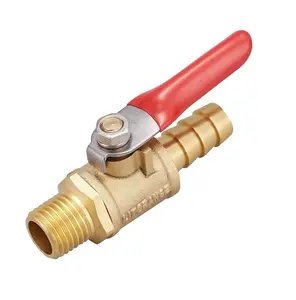 Brass Water Mini Ball Valve Shut Off Switch 1/4" NPT Male Thread X 3/8 INCH Hose Barb Pipe Tubing Fitting Coupler 180 Degree