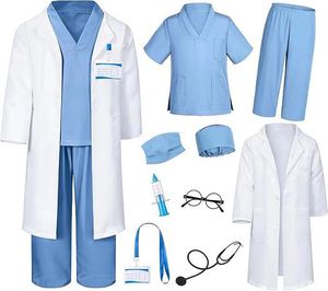 Blouse chirurgicale unisexe pour enfants, vêtement médical, blouse blanche en tissu Dobby polyester, pour tout-petits, jeu <span class=keywords><strong>de</strong></span> rôle <span class=keywords><strong>de</strong></span> petit docteur, infirmière bébé - Product Image 6