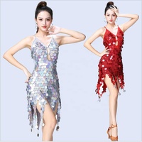 Vêtements de performance à paillettes scintillantes dos nu pour les soirées de danse latine Salsa Samba Rumba conçus pour les filles