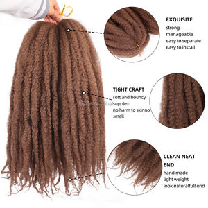 Vente en Gros Extensions de Cheveux Synthétiques Afro Crépus Bouclés Tressés au Crochet 18 Pouces 100g Cuban Twist Marley pour Femmes - Product Image 2