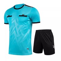 Seragam Wasit Sepak Bola Set Musim Panas Jersey Poliester Lengan Pendek untuk Wasit Perlengkapan Profesional untuk Pertandingan Sepak Bola dan Latihan