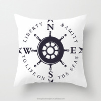 Housses de coussin décoratives nautiques Navigation Voyage boussole et ancre housse de coussin plage/océan Style décor à la maison coton lin