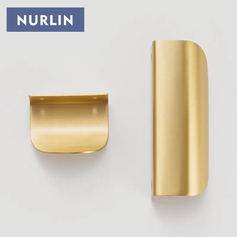 Nurlin Brass Gấp Ngắn Cạnh Kéo Xử Lý Ngăn Kéo Vỏ Đồ Nội Thất Tủ Cong Xử Lý Thả Vận Chuyển