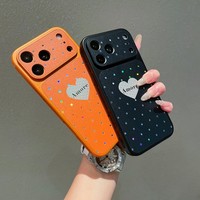 Coque de téléphone en acrylique de luxe avec grand motif cœur laser et pois, pour iPhone 17 16 15 14 Pro Max, mignonne, féminine, anti-chute, vente en gros