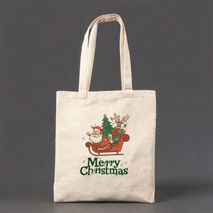 Bolsa de Compras de Lona con Diseño Navideño, Personalizada con Logotipo, Plegable, de Algodón - Product Image 3