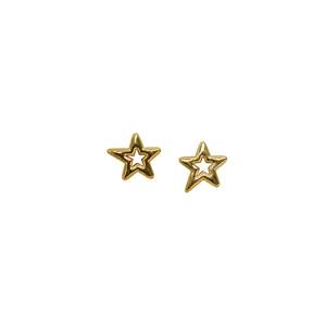 Boucles d'oreilles clous en forme d'étoile en acier inoxydable 316L plaqué or PVD, bijoux tendance - Product Image 1