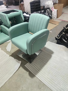 Silla de Peluquería de Cuero Verde <span class=keywords><strong>Menta</strong></span> de Alta Gama, Moderna, con Altura Ajustable Hidráulica y Reposapiés - Product Image 4