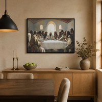 Impression sur toile encadrée personnalisée de la Cène, art mural moderne, peinture à l'huile, décoration chrétienne pour la maison, Christ et 12 apôtres