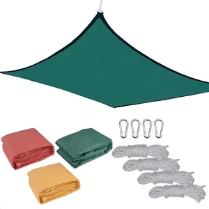 HDPE 16x16ft Green Shade Sail Rectangular Sun Shades Canopy Shade Sails