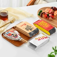 Sacs en papier enduits de film métallisé classiques, durables et recyclables, pour la livraison de plats chauds, Siopao, emballage de restaurant, impression de logo personnalisée