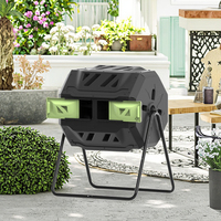 Poubelle à compost extérieure 160L pour cour Boîte à engrais organique en plastique pour jardinage Boîte à déchets de fermentation pour feuilles mortes