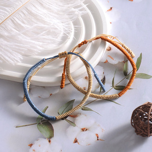 Handmade <b>Braided</b> <b>Cord</b> Bracelet Women's Round Ethnic Style Jewelry Gift Blue And Yellow Yiwu Origin YM-0159 - Product Image 1