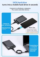 USB3.0 SATA HD 2.5 pollici custodia in plastica HDD esterna custodia 5Gbps supporto per SSD 4TB Tool Free Shell duro 5Gbps supporto UASP