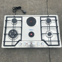 Table de cuisson à gaz encastrable HUAZOS TCL à 6 brûleurs, en verre trempé et acier inoxydable, compatible GPL/GN, pour usage domestique en cuisine